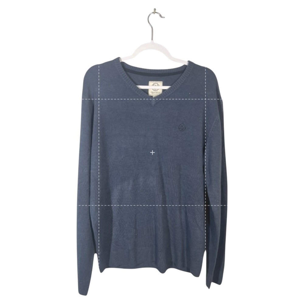 Field & Stream Men's XL Slate Blue V-Neck Knit Acrylic Sweater Jumper‎